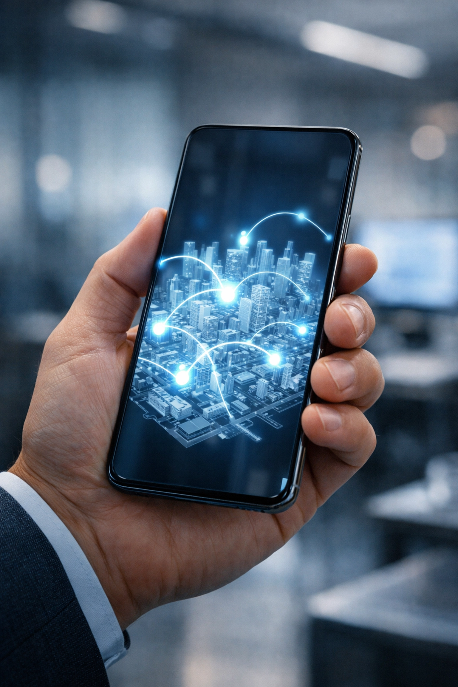 AI-driven local search query on a smartphone map highlighting business discovery.