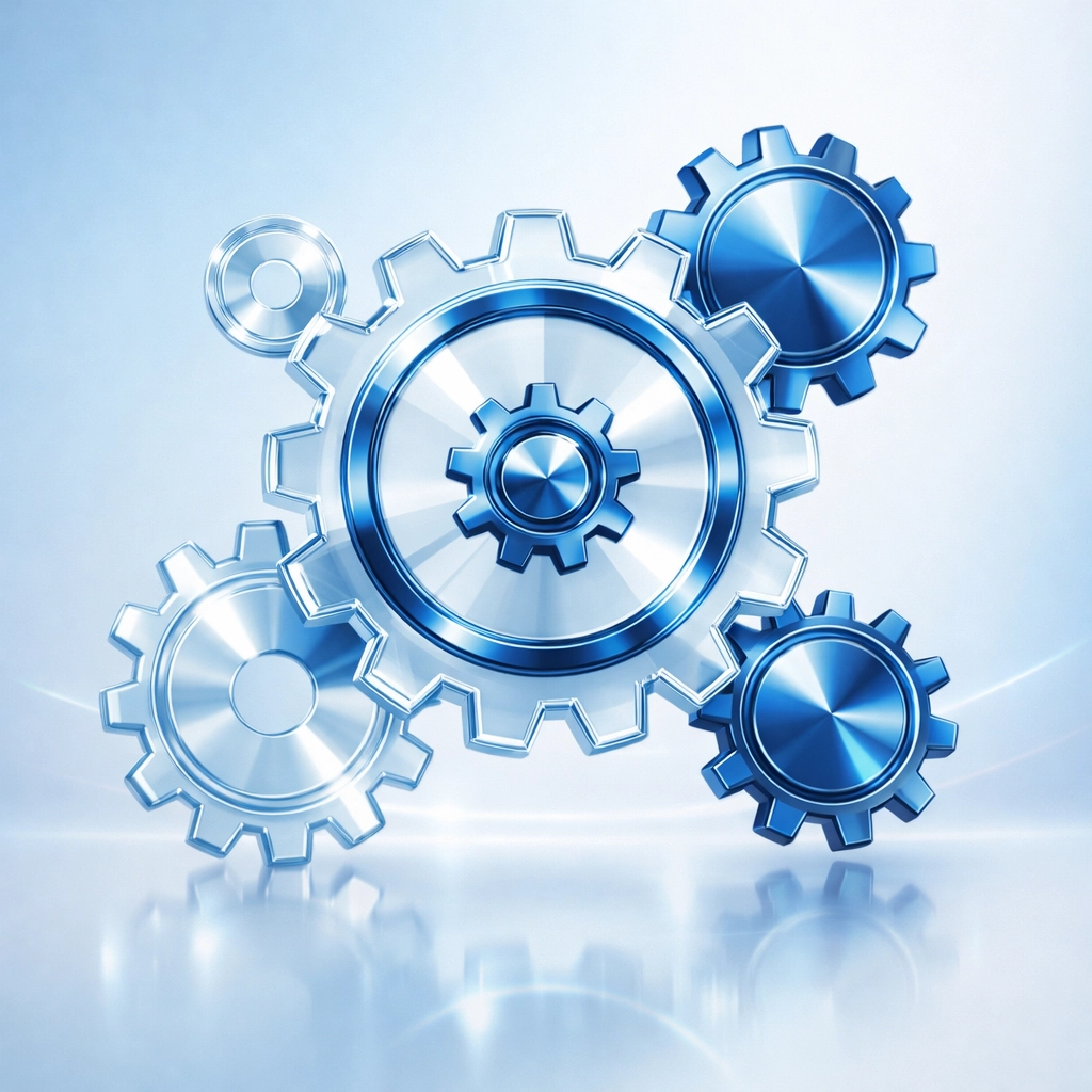Interlocking gears symbolizing a systematic approach to local business growth.