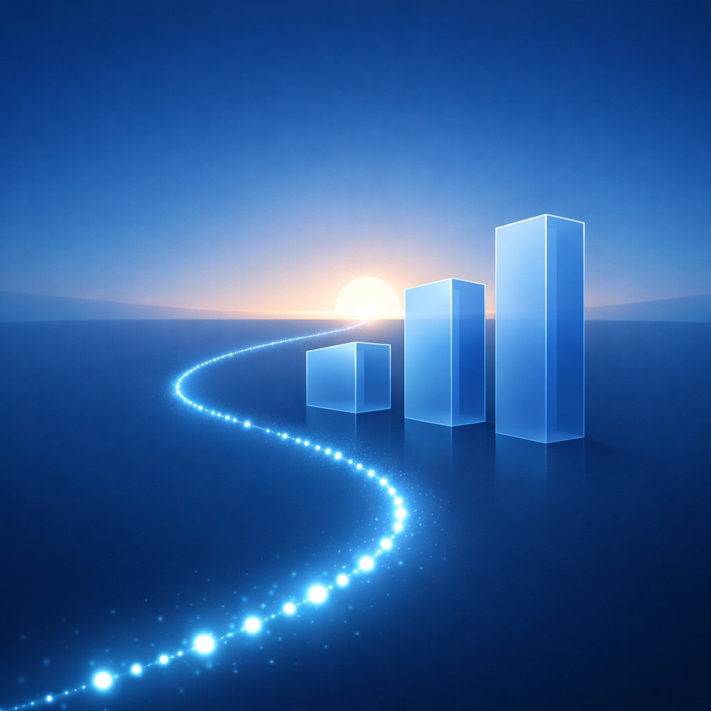 Glowing path representing a clear 3-step plan for local business strategy and AI-proof digital growth